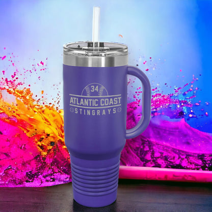 40 oz. Stainless Steel Vacuum Insulated Travel Mug with Handle (5 different colors)