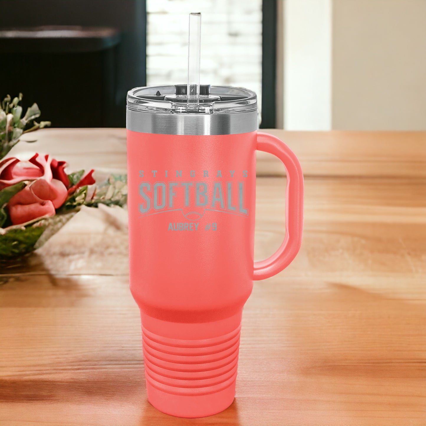 40 oz. Stainless Steel Vacuum Insulated Travel Mug with Handle (5 different colors)