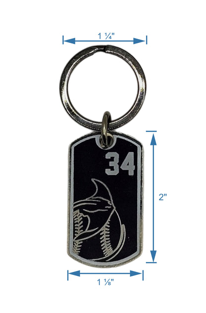 Black/Silver Steel Dog Tag Style Keychain