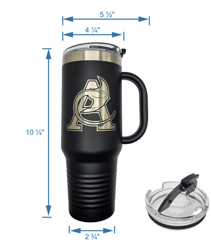 40 oz. Stainless Steel Vacuum Insulated Travel Mug with Handle (5 different colors)