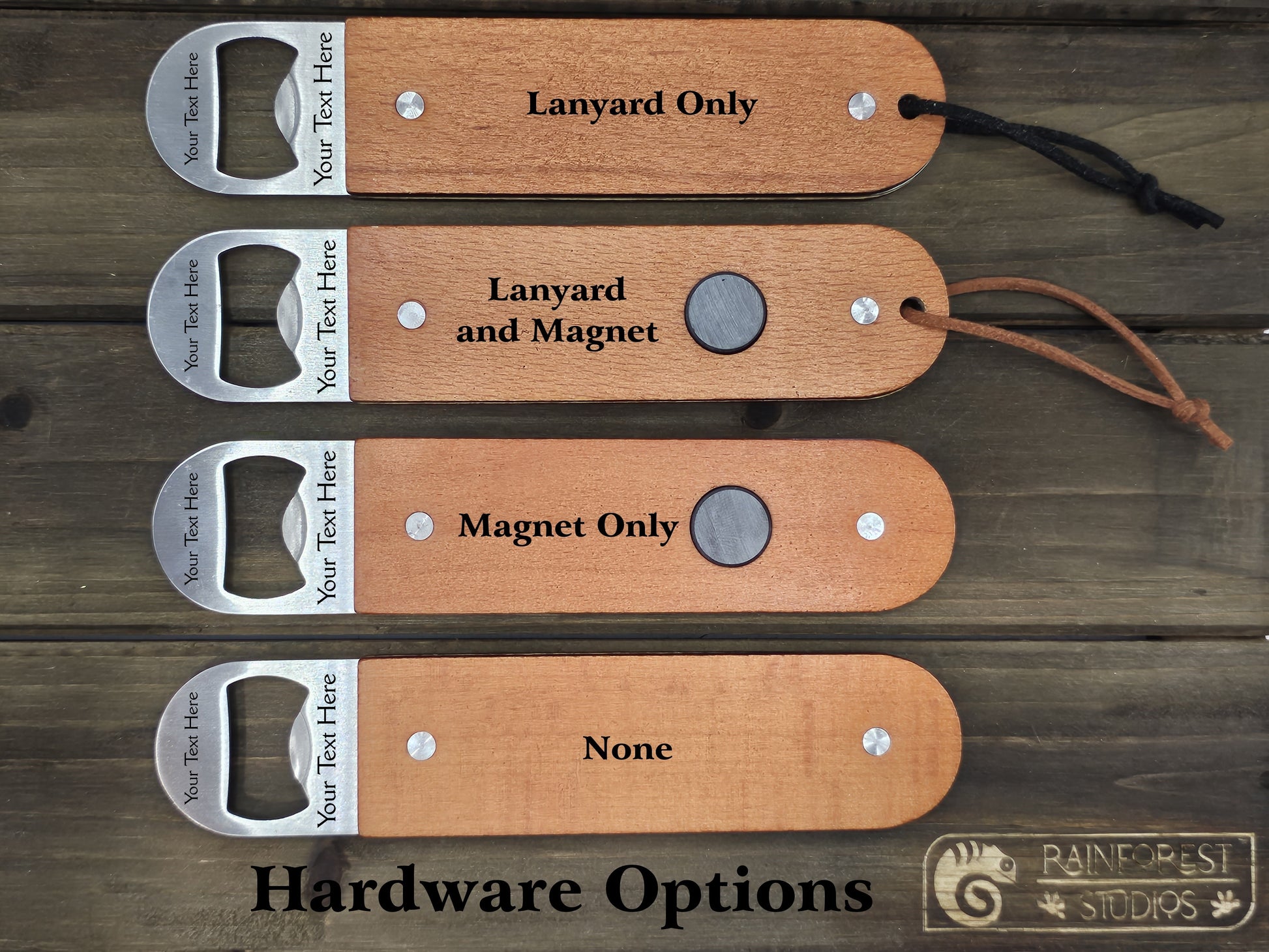  Rainforest Studios - Inlaid Bottle Opener Options