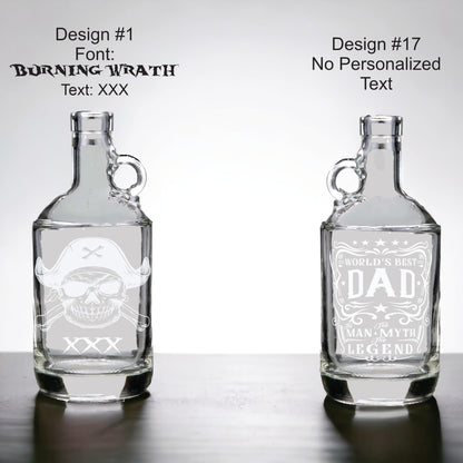 Custom Glass Moonshine Jug with Personalized Engraving | Perfect for the home bar | Father's Day Gift | House Warming Gift | Great for Bridal Party and Birthday Gifts