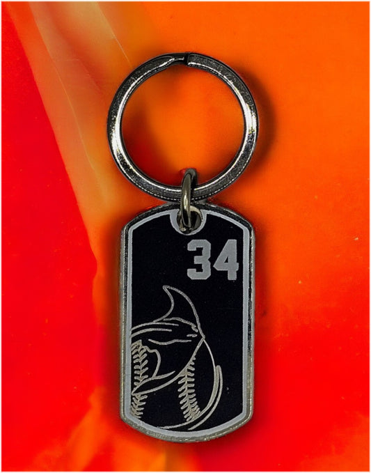 Black/Silver Steel Dog Tag Style Keychain